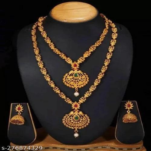 WOMEN NACKLASE GOLD SET JEWELLERY ALLOY - Springkart 