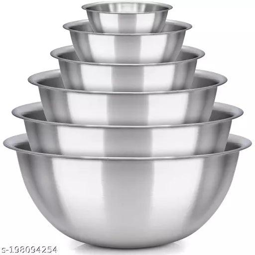 Mixing Serving Bowl Microwave Dishwasher Safe / Induction Base Large Bowl - Cooking, Snack & Soup, Mixing Bowl for Baking, Salads, Cake Batter (Pack of 6 pcs) - Springkart 