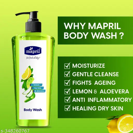 Body Wash Shower Gel with Tea tree, Lemon, Aloe vera Extract for Soft,250 ml (Loofah Free) - Springkart 