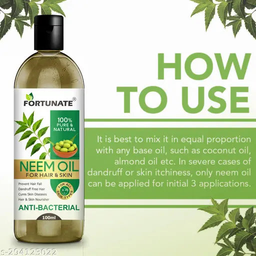 FORTUNATE Pure Cold Pressed Neem Oil for Skin & Hair Oil (100 ml) - Springkart 