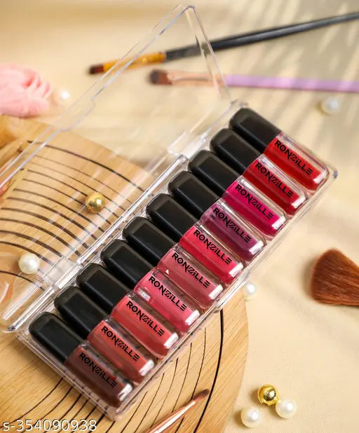 Ronzille Long Lasting Waterproof Non Transfer Liquid Matte Lipstick Set of 10