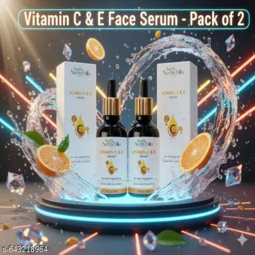 Vitamin C + E Face Serum for Skin Brightening & Anti-Dark Spots|100X Stronger than Vit C |2% Niacinamide 0.5% Salicylic Acid/BHA |Suitable for Oily, Dry, Sensitive Skin |For Men & Women 30ml(Pack of 2)