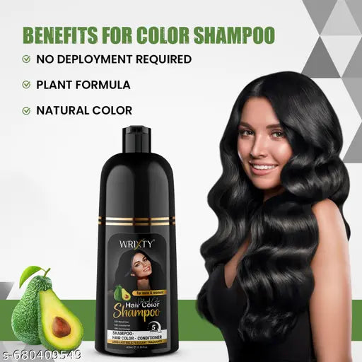 Herbal Black Hair Color Shampoo for Silky Smooth and Shiny Hair