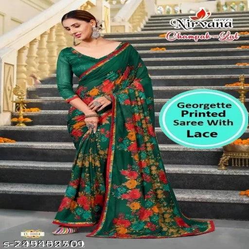 Pack of-2 New Arrival Women's Designer Georgette Printed Saree with Unstitched Running Blouse