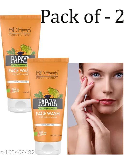 Bio Freash Pure Herbal Papaya Facewash With Active Aroma 120ml x 2 - Springkart 