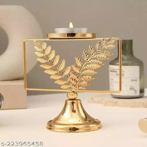 Golden Designer Leaf Tea Light Candle Holders & Stands