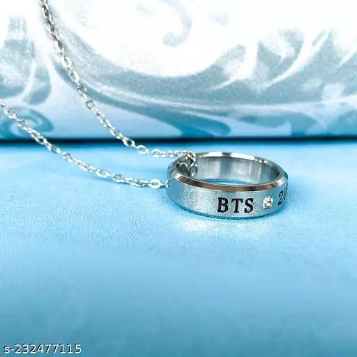 BTS Kpop Stainless Steel Ring Pendant Necklace with Chain for Men & Women - Springkart 