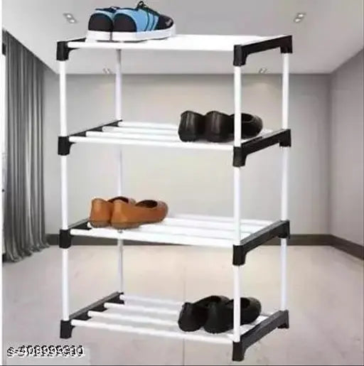 Plastic Folding Stand Blk 4 Self/Trending Shoe Rack