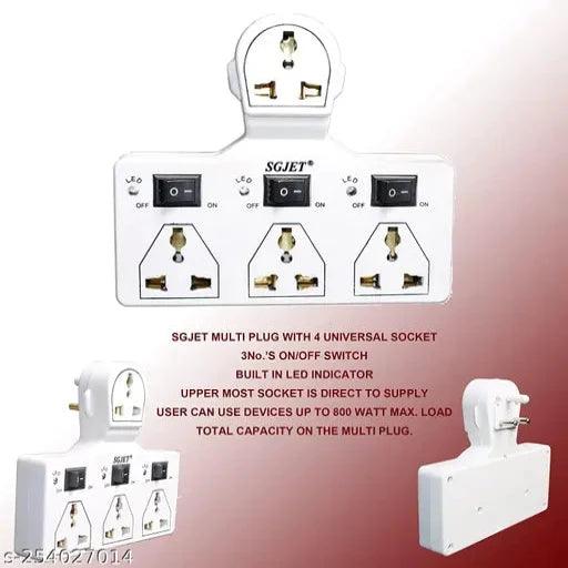 QLEX 4 Socket 3 Switch Multi Plug 6A (Traveler Multi Plug)