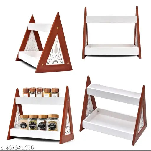 Wooden Triangle Design Rack for Conatainers/ Wooden Kitchen Rack