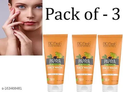 Bio Freash Pure Herbal Papaya Facewash With Active Aroma 120ml x 3 - Springkart 