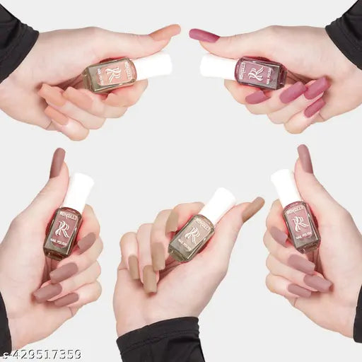 Ronzille Quick Dry and Glossy Nail Polish Gift Set of 5, Mini Nail Kit, Paraben Free, Long Lasting Formula, 5 in 1 Red Edition Combo