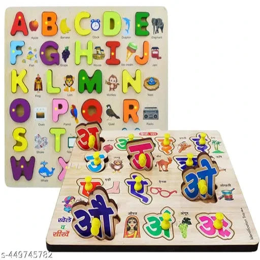 PackOf2 Hindi Swar Puzzle Learning Toys+Capital Alphabet Puzzles With Pictures