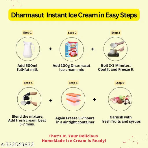 Instant Strawberry Ice Cream Powder 100gm* Pack of 3