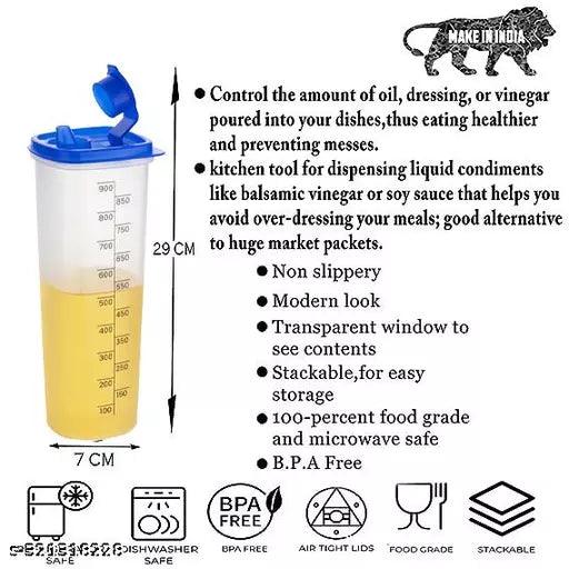 OIL DISPENSER Air-Tight & Leak Proof Plastic Oil Pourer (Set of 2, 1000ml)