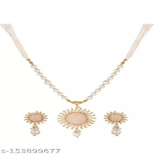 Gold Plated Indian Traditional Wedding Pendant Earring Necklace Jewellery Set for Women Girls - Springkart 