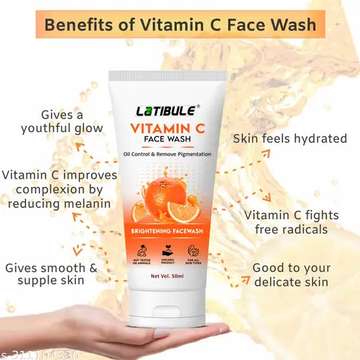 Vitamin C,Aloe Vera & Strawberry Skin Whitening Brightening Facewash, Tan Removal Face wash (150ML) Combo
