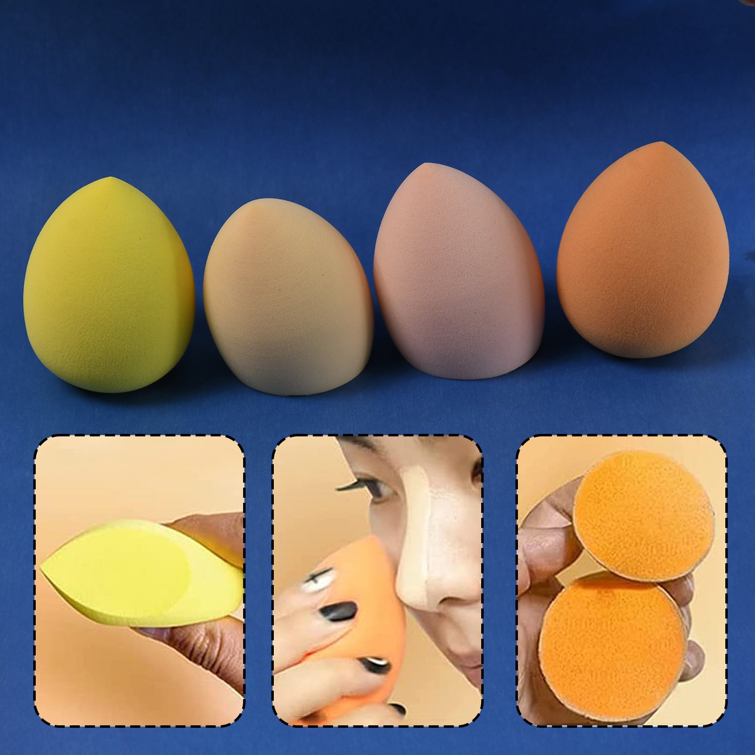 Makeup Sponges Set Perfect For Liquid Cream And Powder (4 Pcs Set With Case) - Springkart 