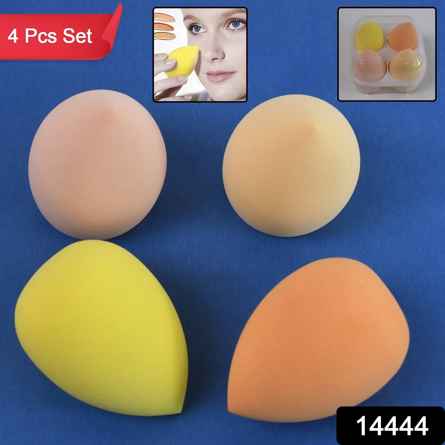 Makeup Sponges Set Perfect For Liquid Cream And Powder (4 Pcs Set With Case) - Springkart 