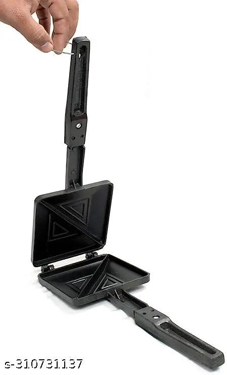 Non Stick, non electric, sandwich maker Coated Gas Toaster (Black) with Stainless steel cheese, ginger, vegetable greater