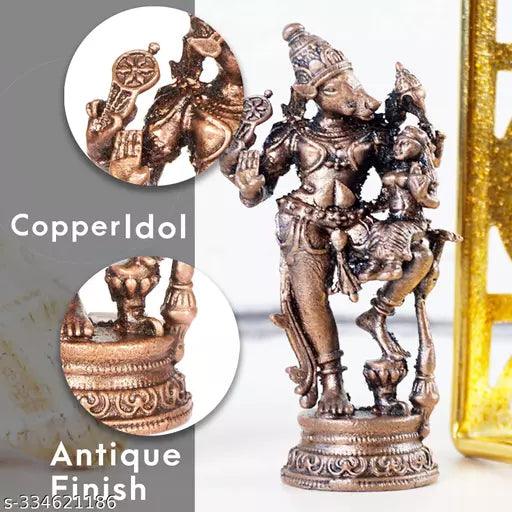 Handmade Copper Bhu Varaha Lakshmi 2 inches, 30 gm, Patina Antique Finish, 1 Piece