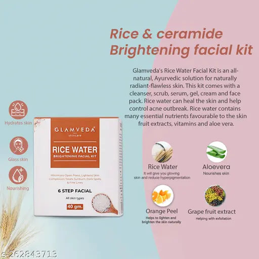 Rice & Ceramide Korean Glass Skin Combo Gift Pack with Face wash for Dry, Sensitive & Combination skin, Peel Off Mask for Reducing signs of ageing & Facial kit for Skin Brightening ( 3 items in the set )