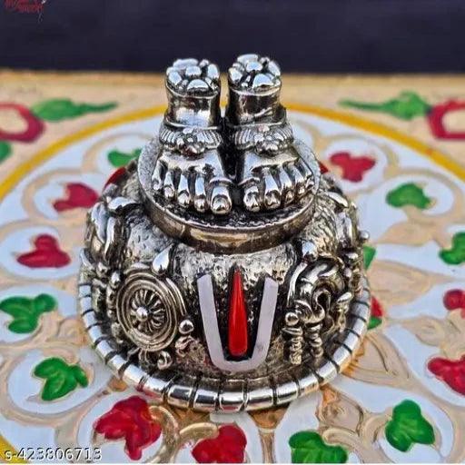 Silver Plated Antique Finish Lord Balaji Charan Paduka