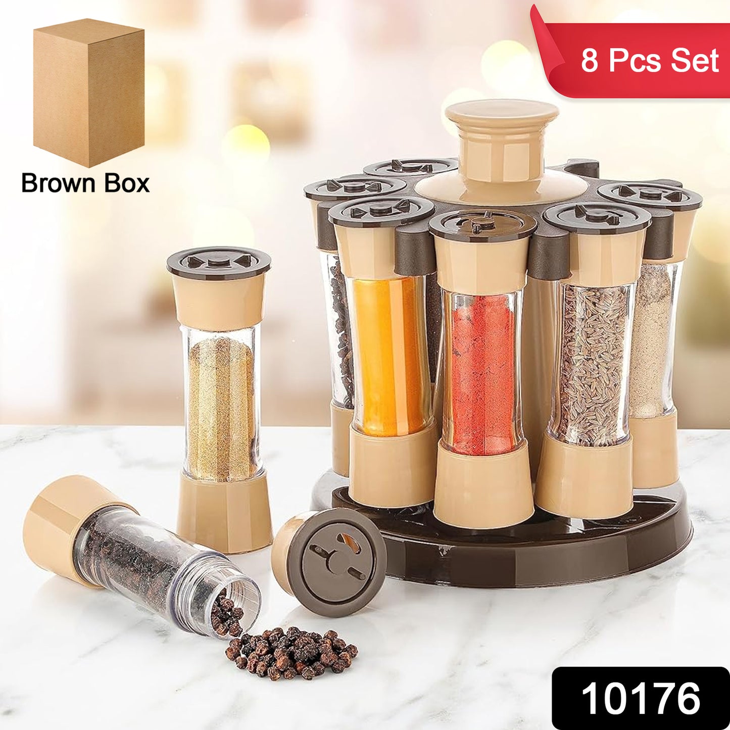 360 Revolving Spice Rack For Kitchen And Dining Table 8 Spice Jars - Springkart 