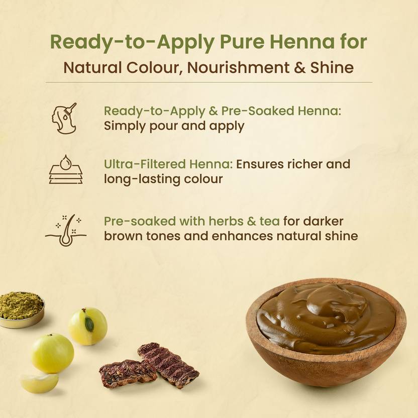 Nat Habit Henna Hair Combo – Ready to apply Henna Paste, Indigo Powder & Stain Oil (4 Items in the set)