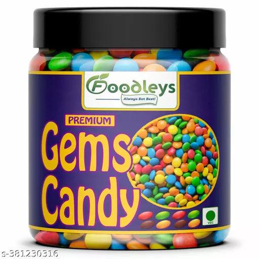 FoodLeys Chocolate Gems Candy | Gems Sugar Coated Chocolate | Gems Chocolate Buttons | Button Candy And Chocolate Munchies | Chocolate Flavor Candy Pack of 1 Jar 400Gms (400 Gms) - Springkart 