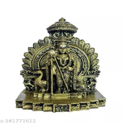 Dhandayuthapani Murugan Subramaniya Swamy Statue Idol 14cm,Polystone (Antique Colour) - Springkart 