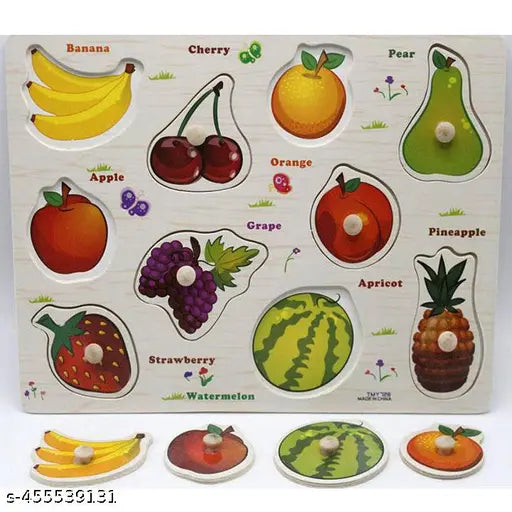 wooden reading frutis puzzle board multicolor for kids girls\boys.