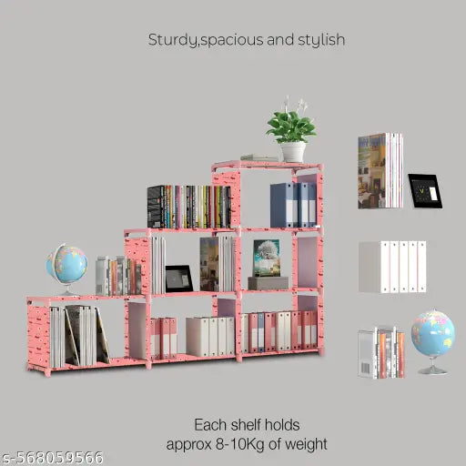 9 Shelf Book shelf Almirah - Foldable, Collapsible & Portable bookshelf, Showcase bookstand Rack