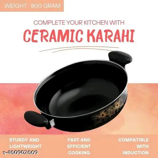 Designer Kadai, Budget Friendly Kadai with steel dhakkan/Lid, Induction Safe Kadai for cooking in kitchen