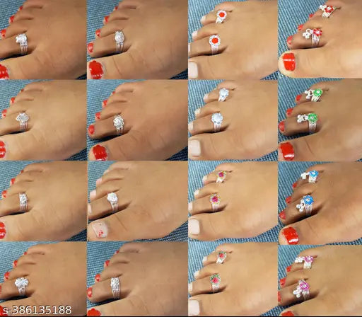 Stylish Adjustable Toe Ring For Women (16 Pair Combos)