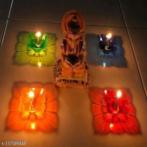 Pack of 12 3D Reflective Shadow Diyas for Diwali Decoration Item for Home Decor