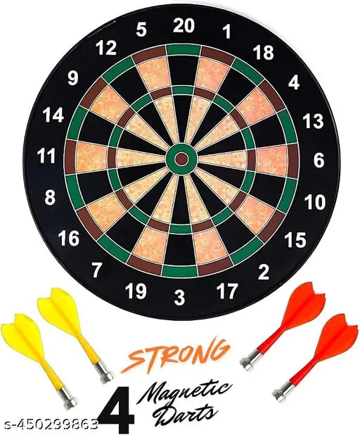 Durable Plastic 13 inch Indoor and Outdoor Magnetic Dartboard Kit with 4 Soft Darts