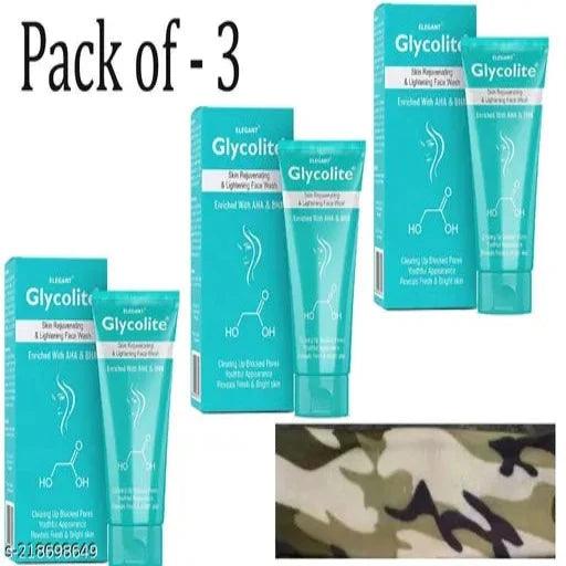 New Glycolite Skin Lightening Face Wash For Protection Anti Acne & Pimple + 1 Earwarmer Free 60ml x 3 - Springkart 