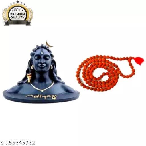 Adiyogi Rudraksha Mala Shiva Statue for Pooja & Gift, Mahadev Murti, Idol, Lord Adiyogi Shankara for Home & Office Decor (ADIYOGI JI in Black) - Springkart 