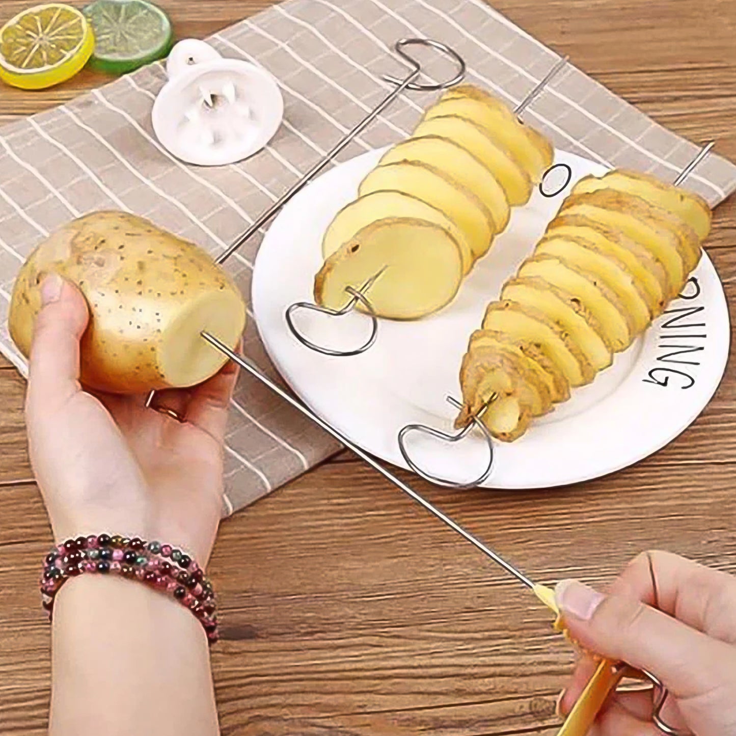 1 Set Potato Spiral Cutter Potato Twister (4 Spits) - Springkart 