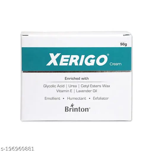 Xerigo Intense Skin Moisturizing Cream with Exfoliating Ingredients for Cracked Feet, Elbow & Knees, Prevents Moisture Loss, Non-Greasy Quick Absorbing Formula (0.050)