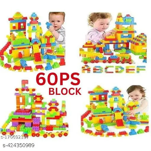 60 Pcs Colorful Plastic Smart Puzzle Intelligent Building Blocks Toy Set for Kids