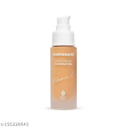Mamaearth Glow Serum Foundation with Vitamin C & Turmeric for 12-Hour Long Stay- 06 Almond Glow - 30 ml