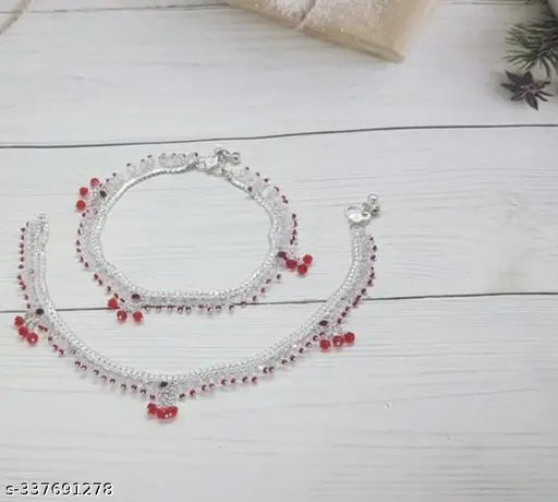 S A red crystal beautiful anklet