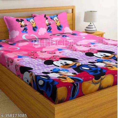 New Trending Glace Cotton Bedsheet For Double Bed With 2 Pillow Covers - Springkart 