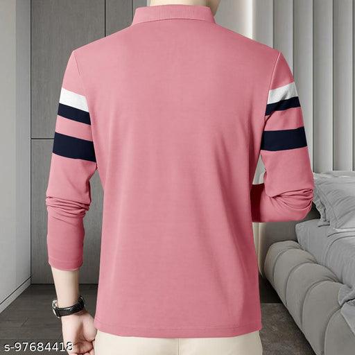 Eyebogler Men's Striped Polo Pink Tshirts - Springkart 