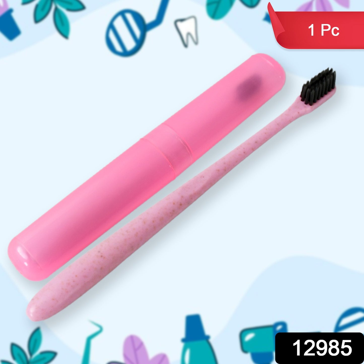 12985 Soft Toothbrush With Toothbrush Cover Cleaner Scraper For Men And Women Kids Adultsplastic Toothbrush Cover Case Holder (1 Pc Mix Color) - Springkart 