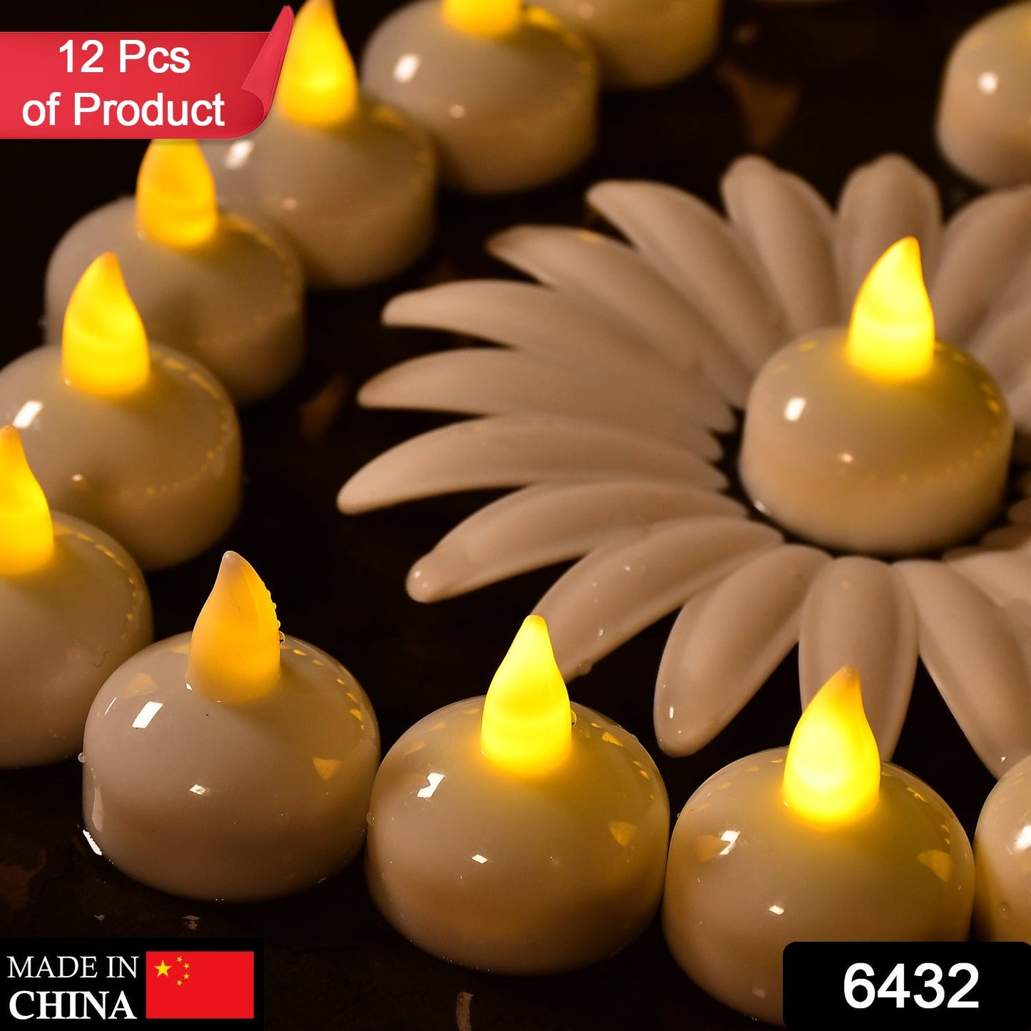 6432 Set Of 12 Flameless Floating Candles Battery Operated Tea Lights Tealight Candle - Decorative Wedding. - Springkart 
