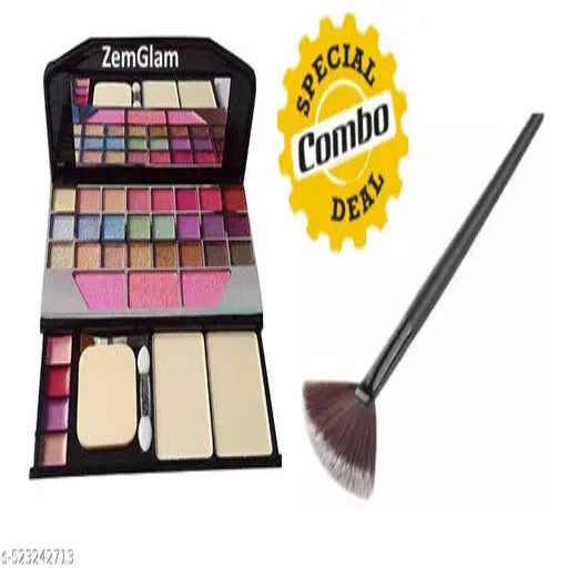 Makeup kit For girls & womens & Fan Brush Professional Face Makeup Highlighter, Wooden Makeup Brush