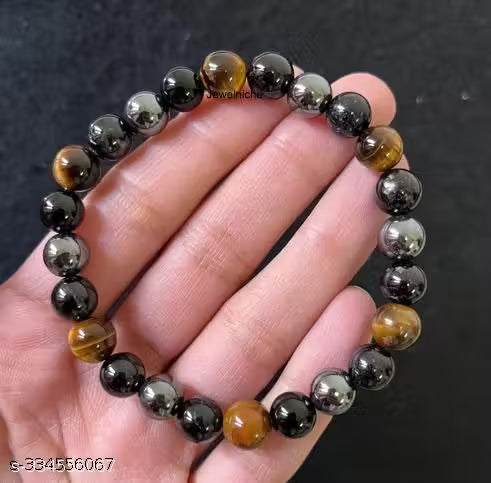 Triple Protection Bracelet Hematite Black Onyx Tiger Eye Stone Bracelets Bring Luck and Prosperity for You